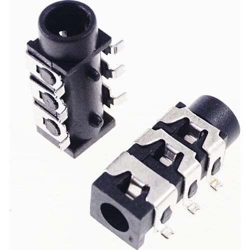 1000pcs / Tape & Reel Black / Pink Phone Jack Diameter 3.5mm 6 Pin SMD type 3 conductor TRS Stereo Socket board guide Rohs New