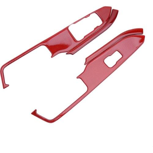 2pcs Carbon Fiber Window Lift Switch Panel Cover Trim Frame Moulding Bezel Car Fit For Ford Mustang 2015 2016 2017 2018 2019
