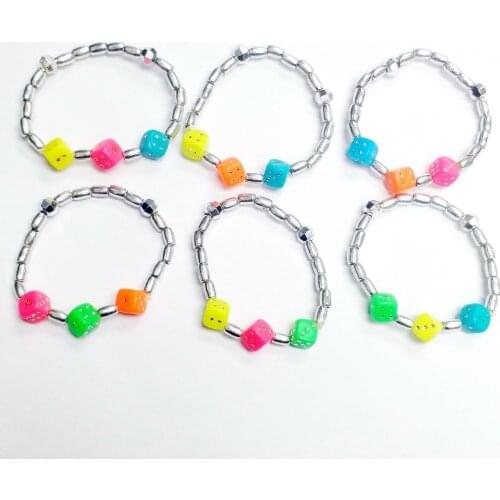 5 pcs Girls kids dice shape silver Bracelet Toys Princess Gift Pinata Loot Fillers Favors Novelty Birthday Party Favour