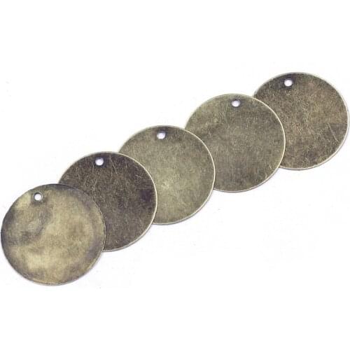 50Pcs Pendants Blank Stamping Tags Round Alloy Metal Bronze Tone Jewelry DIY Findings Chams 20mm(6/8") Dia