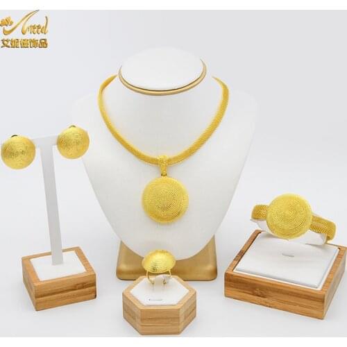 ANIID Nigeria Jewelry Sets For Women Wedding Bracelets Ethiopian Gold Color African Dubai Luxury Turkish Jewellery Bridal Ring