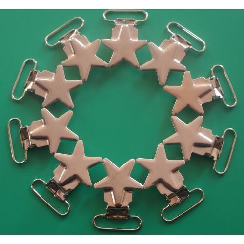 Free Shipping 100pcs 1" Sliver Color Star Shaped Metal Suspender clip,With Plastic Teeth,Rack Plating, LEAD and NICKLE Free