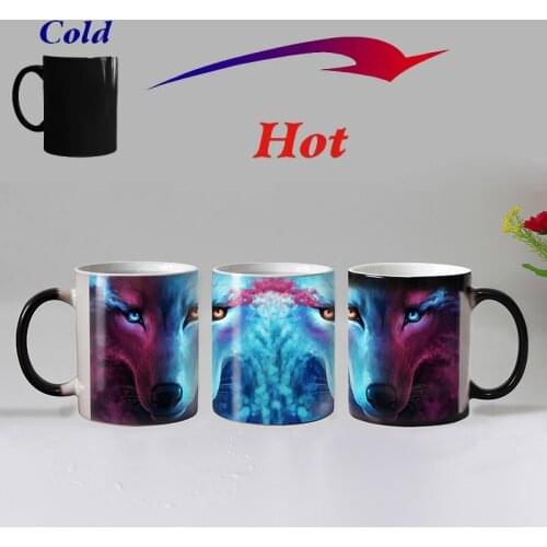 Free shipping interesting novel animal dog ceramic color changing mugs magic cup super cups