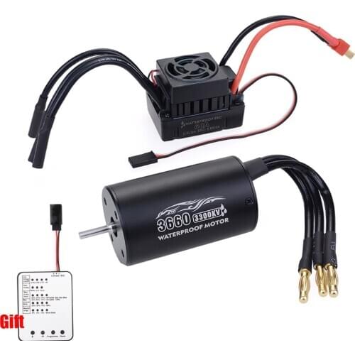 Surpass Hobby RC 3660 2600KV 3300KV Sensorless Brushless Motor with 60A ESC & LED Programming Card for 1/10 RC Truck Monster