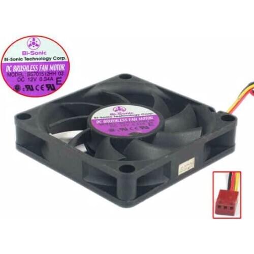 Bi-Sonic BS701512HH 03 Server Cooling Fan DC 12V 0.34A 70x70x15mm 3-wire