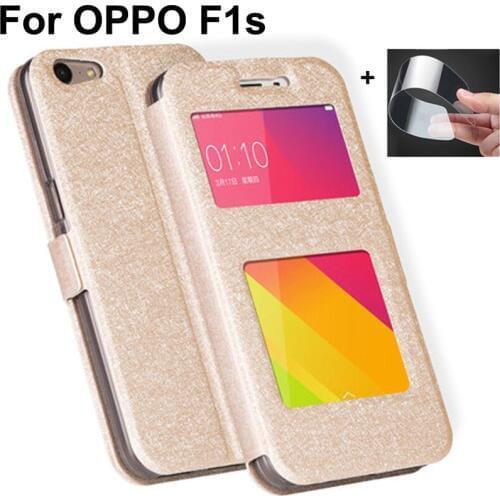 Open window flip cases For OPPO F1s case 5.5" Phone Back Cover For OPPO F1 s A 1601 leather Case For OPPO F1s A1601 bumper shell