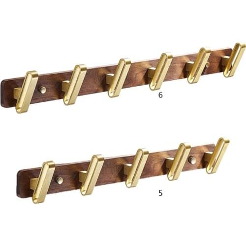 Wooden Wall Mounted Hanger Multi Metal Hooks Coat Rack Durable Clothes Pegs