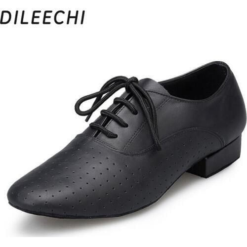 DILEECHI Genuine leather modern dance shoes male adult square dance shoes latin dance shoes heel 25mm