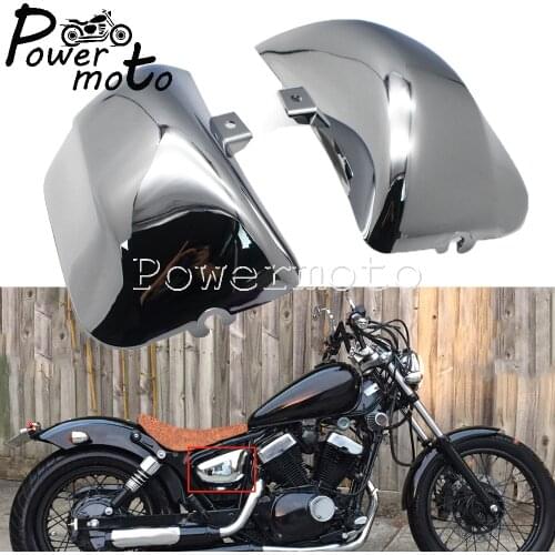 Chrome Left&Right ABS Plastic Motorcycle Part Side Fairing Battery Cover Protection For Yamaha Virago XV535 XV400 XV 535 XV 400