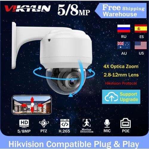 Hikvision Compatible 4K 5MP 8MP IP Camera 4X Zoom H.265 POE PTZ Built-in Mic With Bracket Surveillance CCTV Outdoor Video Camera