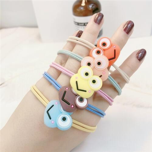 Jolly S 5pcs Frog Hair Rope accessories For Girls woman animal Double knot Elastic Hair ties Bands Scrunchies ponytail holder