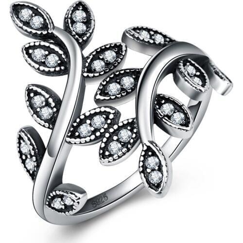 Ociki Cubic Zirconia Crystal Vintage CZ Rings Leaf Jewelry for Women Girls Gift Party Hyperbole Drop Shipping Wholesale