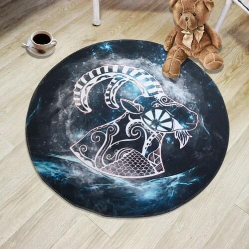 Round Soft Kids Play Mat Rug Twelve Constellations Cute Cartoon Carpet Anti-Slip Cushion For Living Room Bedroom Home Decor Rugs
