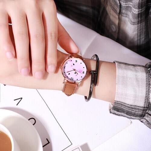 Cute children cartoon flamingo simple fashion small table female table small fresh students personality watch