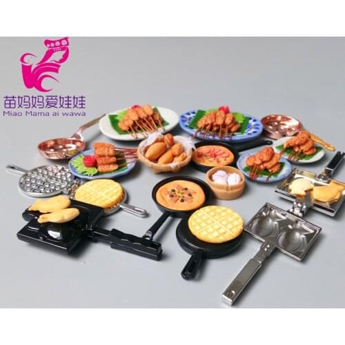Doll house miniature dining scene mini barbecue plate grilled fish grill