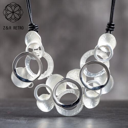 Fashion Trendy Geometry Circle Statement Neck Chokers Necklaces Womens Chains Suspension Jewelry Female Decoration Accessories