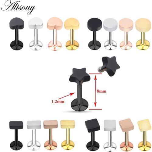 Alisouy 1pc Surgical Steel Prong Set Zircon Ear Helix Tragus Lip Stud Cartilage Earring Labret Ring Body Jewelry Retainer
