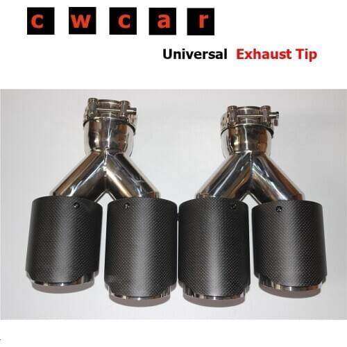 One Pair Y Model Matt Carbon Exhausts Dual End Tips for BMW For BENZ For VW For Ak