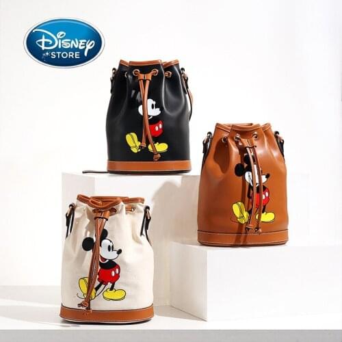 Original 2021 New Disney Mickey Mouse Bag Women Luxury PU Leather Shoulder Messenger Bags Fashion Brand Underarm Bucket Backpack