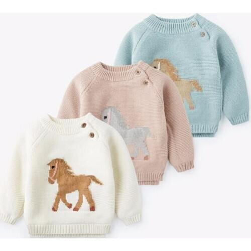Baby Kids Warm Sweater for Girls Boys Clothing Childrens Cartoon Plush Thick Pile Knitting Pullover