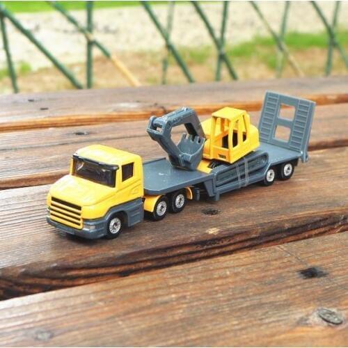 1:87 alloy flatbed trailer excavator,high simulation toy trailer,engineering vehicle excavation rescue,free shipping