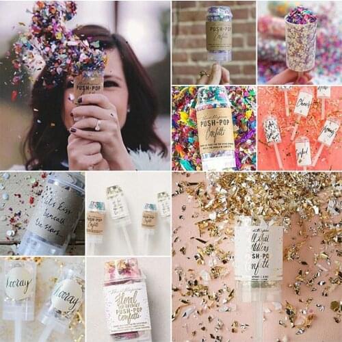Push Pop Party Confetti Poppers for Wedding Happy Birthday Flower Mini Round Confetti Gender Reveal Party Decoration