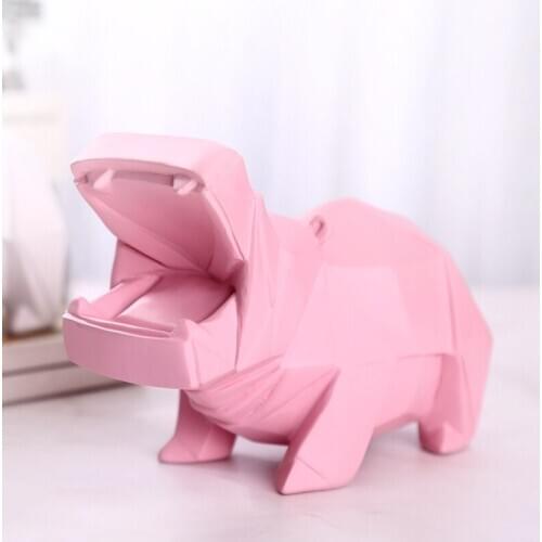 Color Abstract Hippo Piggy Bank Home Childrens Cute Furnishings Hippopotamus Resin Statue Decorations Craft Kids Birthday Gift