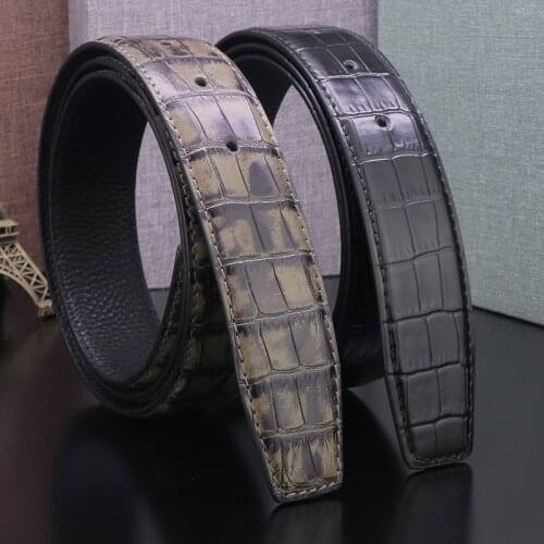 High Quality fashion Gray belts men without buckle luxury famous brand genuine leather designer Casual ceinture homme no buckle