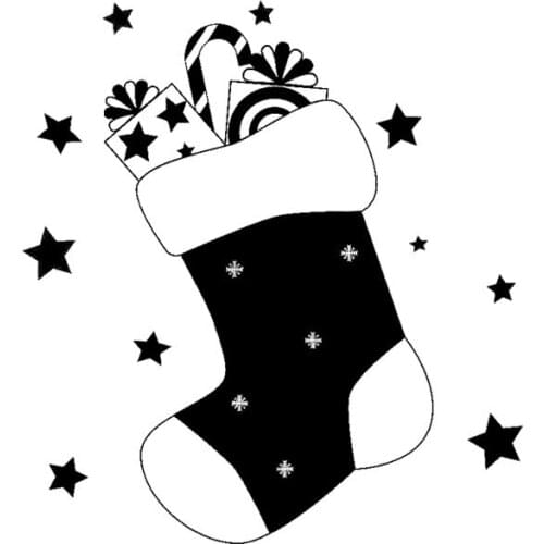 Christmas Stockings Filled with Gift Decals Car Window Decoration Personalized Pvc Waterproof Decals Black/white, 18cm*17cm