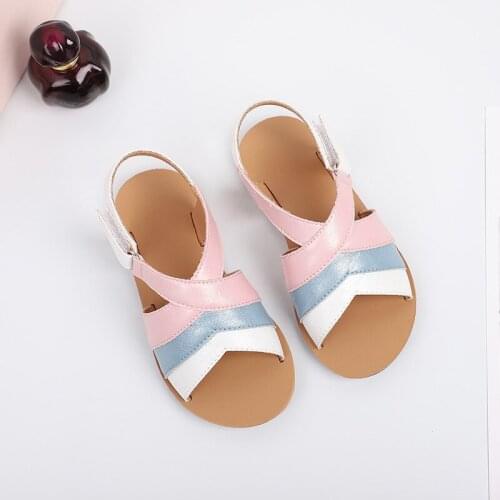 Baby Sandals Mixed Color Gladiator Summer Girls Shoes Beach Cross-Tied Soft Sole Woven Non-Slip Fashion Princess Sandal Children