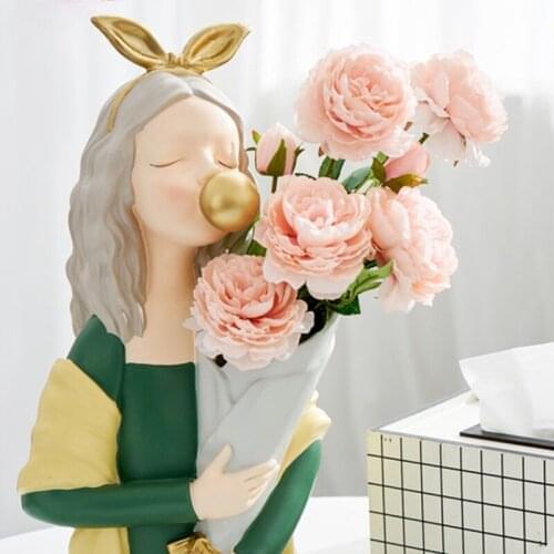 Nordic Modern Design Vase Resin Living Room Decoration Luxury Creative Vase Aesthetic Room Decor Jarrones Home Decor BC50HP