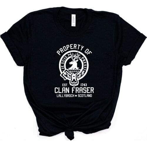 Property of Clan Foster Women T-Shirts Outlander Book Series Shirt Jamie Fraser Sassenach Shirts Vintage Tee Tv Shows Casual Top