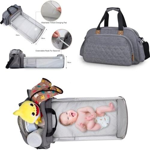 Diaper Bag with Bed Mummy Bag For Traveling Maternity Hangbag Baby Nappy Backpack Portable Diaper Organizers Baby Changing Bag