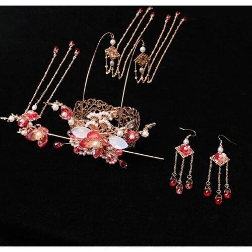 Super Fairy Chinese Head Crown Tassel Hair Clasp Antique Style Ornament Girl Updo Ancient Costume Hair Accessories