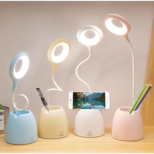 LED Reading Multi-function Pen Mobile Phone Holder Eye Protection Creative Desk Lamp Makeup Brush Organizer