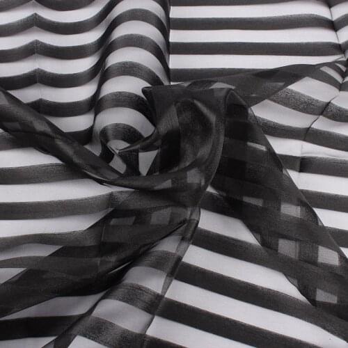 Big stripes pattern organza textiles fabric for dress making 145cm wide by yard