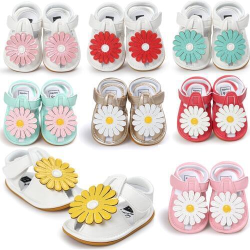 2019 New Baby Girls Summer Sun Flower shoes Infant Baby Girls Shoes Soft Bottom Rubber Sole Kids Beach Shoes Cute Pink shoes