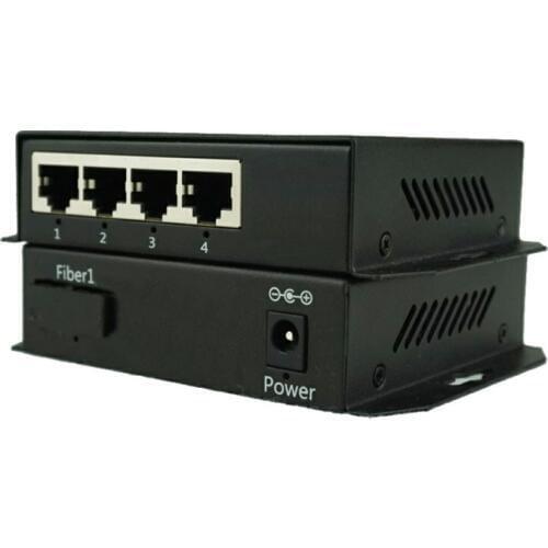 1F4E fiber fast ethernet POE switch, 1 single-mode dual-fiber optical SC, 4 RJ45 megabit 100M up-link for wireless AP IP camera