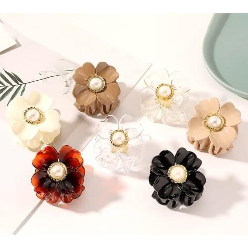 Flowers Pearls Hair Claws Crabs Clips Solid Color Hair Clamps Ponytail Barrettes For Women Hair Accessories Headdress Headwear
