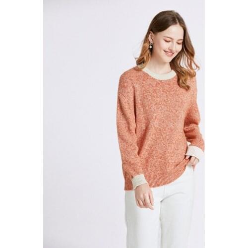 Woman Sweaters Sweater Womens Knit Sweater Long-sleeved Thin 2021 New Curled Round Neck Loose