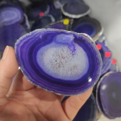 1pcs Natural agate slices coaster Polished purple Agate Slice+stents