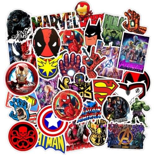 10/30/50Pcs/Pack Disney Marvel The Avengers Sticker Man Skateboard Luggage Laptop Guitar phone Waterproof Stickers Kid Toy gift