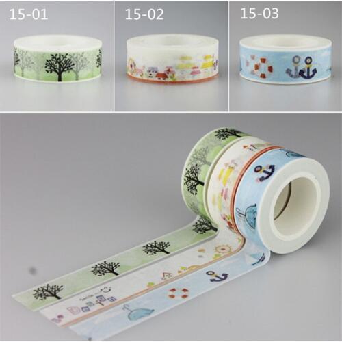 AYRON 1 PCS 1.5cm*10 m Tree house & seaside Washi Tape Adhesive Tape DIY Scrapbooking Sticker Label Masking Tape