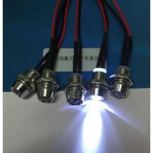 3V 5V 6V With Metal LED Holder F3 3mm White Red Green Blue Yellow Orange LED Lamp Light With 20cm Wire Light Beads x 100pcs