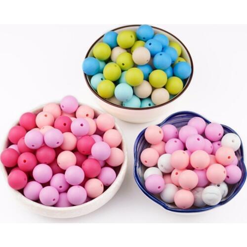 Sutoyuen 40Pcs Silicone Beads Baby Teething Chewable Safe Toys For Necklace Bracelet Pacifier Chain Leash BPA Free 12mm