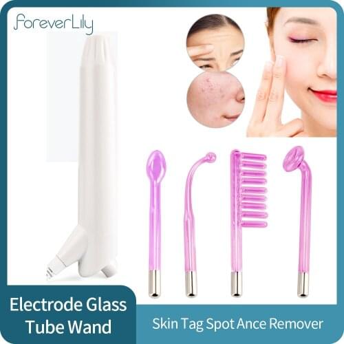 4In 1 Portable Handheld High Frequency Electrotherapy Electrode Light Acne Wand Spot Acne Remover Hair Facial Skin Care Massager