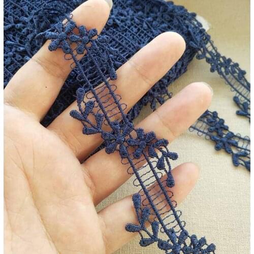5 Yards Polyester Blue Flower Lace Trims Water Soluble Lace Ribbon DIY Necklace Ornaments Wedding Clothes Accessories 3.5cm