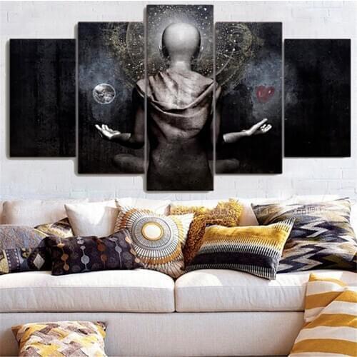 5 Pieces Black Divination Magician Canvas Painting Figure Posters Modular Pictures Home Modern Decor Living Room Decoration