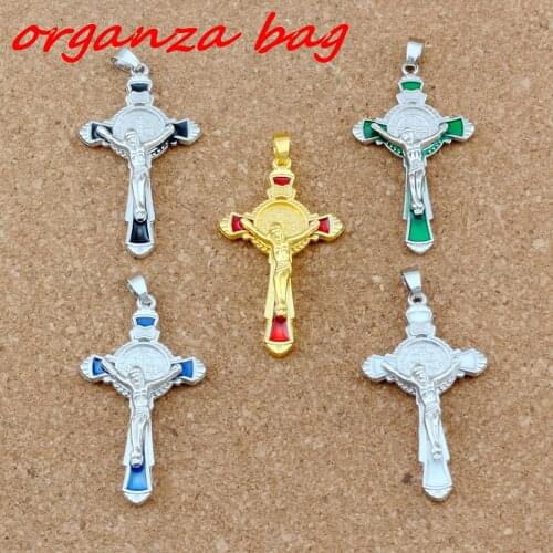 5pcs /lots Enamel Saint Benedict Medal Cross Crucifix religion Charm Pendants Jewelry DIY 28.5x56.2mm 5pcs /lots A-361