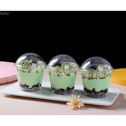 50pcs Net red Mousse cup disposable sawdust cup plastic transparent cup thickened ice cream cup pudding cup dessert cup with lid